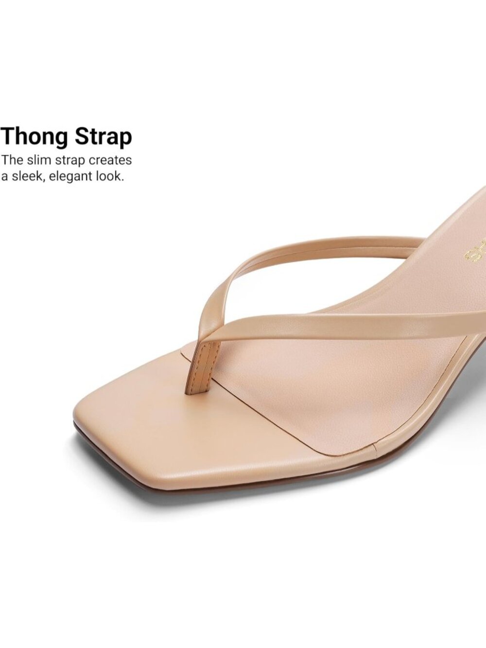 Women's Flip Flop Low Heels Square Open Toe Nude Sandals Thong 1.96 Inch Heels - Picture 5 of 6